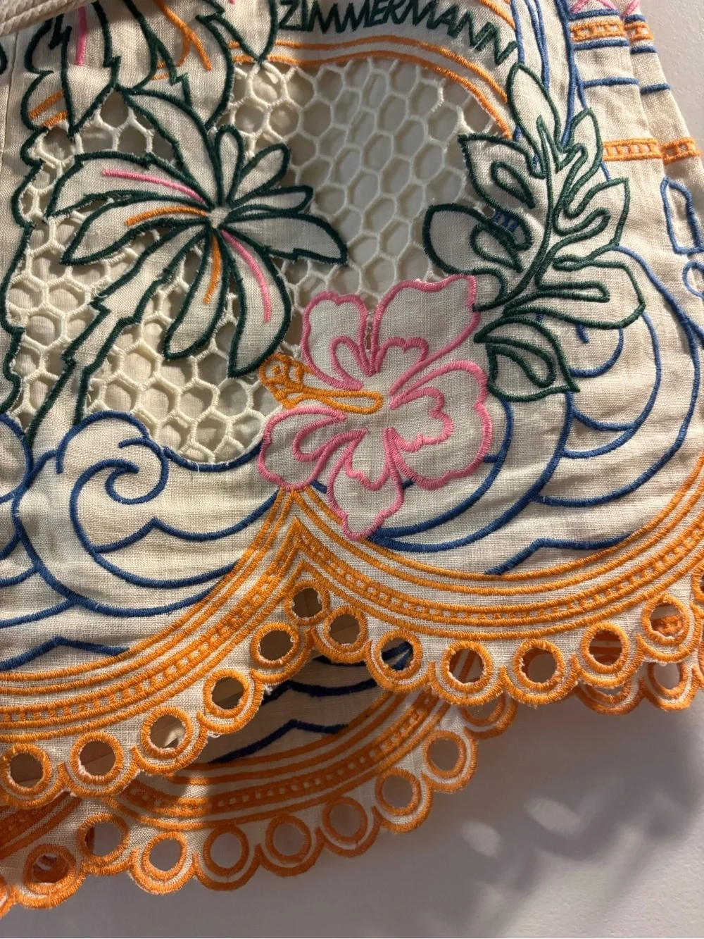 Zimmermann Women's Ginger Tropical Embroidered Shorts In Linen - Picture 6 of 8